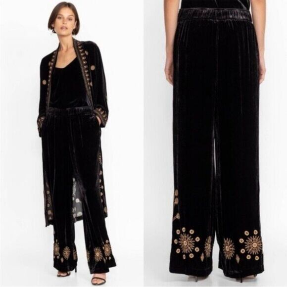 Johnny Was Heidi Velvet Silk Blend Wide Leg Pants NWT - Picture 1 of 12